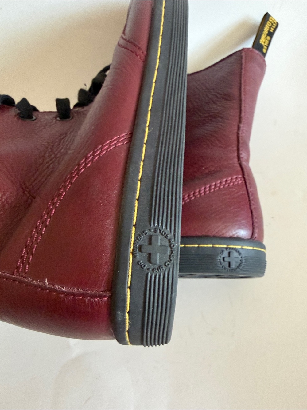 Dr. Martens Burgundy Leather Lace-Up Combat Boots - Picture 11 of 11